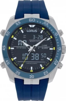 Image of Lorus Mens Blue Silicon Strap Chronograph Watch