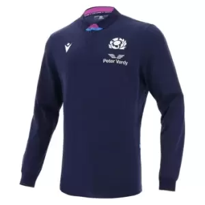 Image of Macron Scotland Home Long Sleeve Classic Rugby Shirt 2021 2022 - Blue