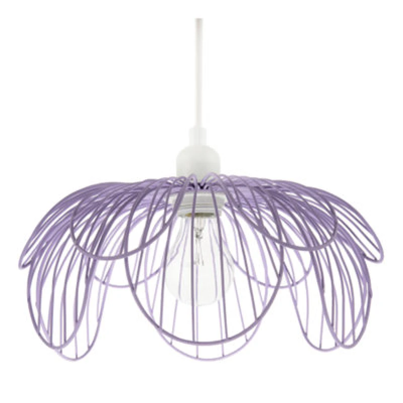 Image of Happy Homewares Mate Lilac Metal Wire Overlapping Petal Ceiling Pendant Light Shade