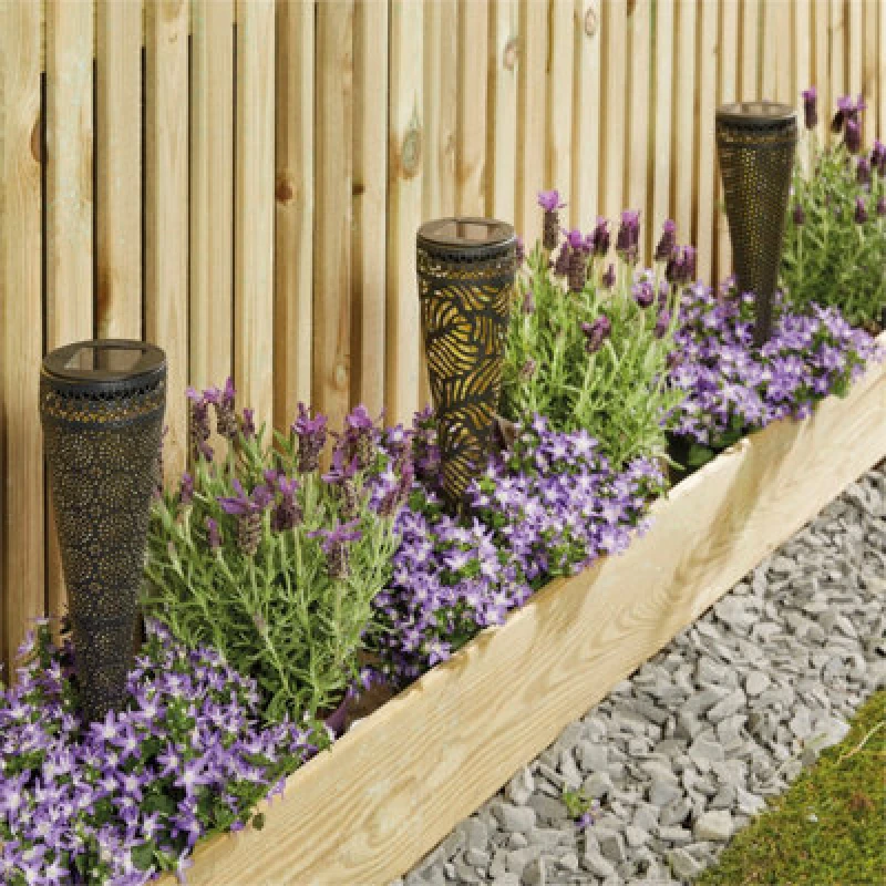 Image of Netagon Garden Outdoor Solar Powered LED Torch Spike Light Lamp With Pattern- Flower Design