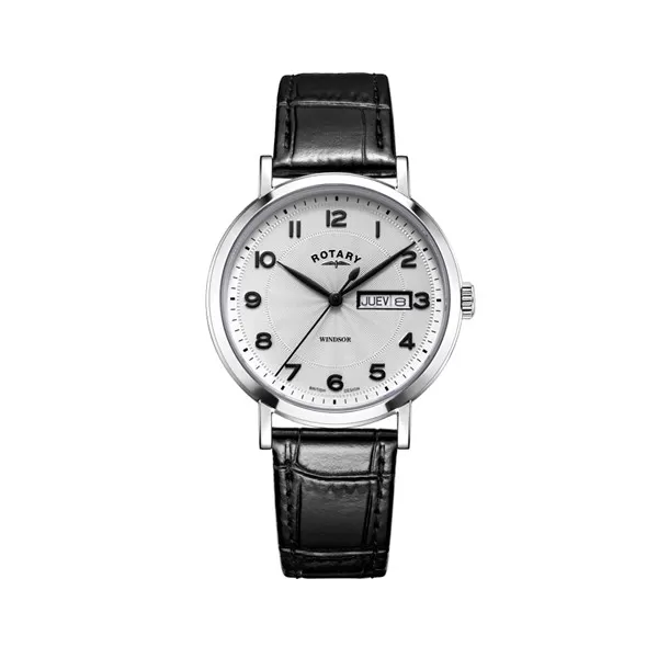 Image of Rotary GS05420/22 Windsor Black Leather Strap Watch - W13177