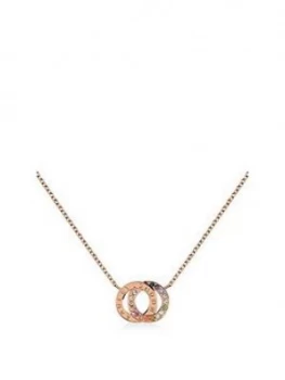Image of Radley Rose Gold Plated Sterling Silver Rainbow Crystal Double Hoop Pendant Ladies Necklace