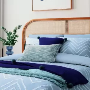 Image of Helena Springfield Woven Zigzag Single Duvet Cover Set, Blue