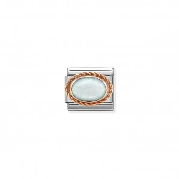 Image of Classic Pink Gold And Stones White Opal Link Charm 430507/07