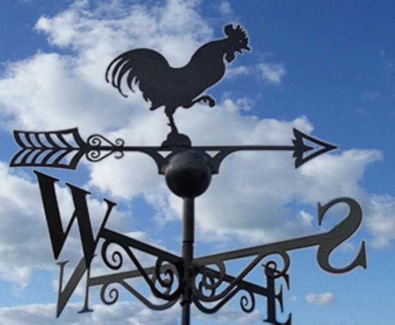 Image of Poppy Forge Cockerel Weathervane - Solid Steel - W61 X H88cm - Black