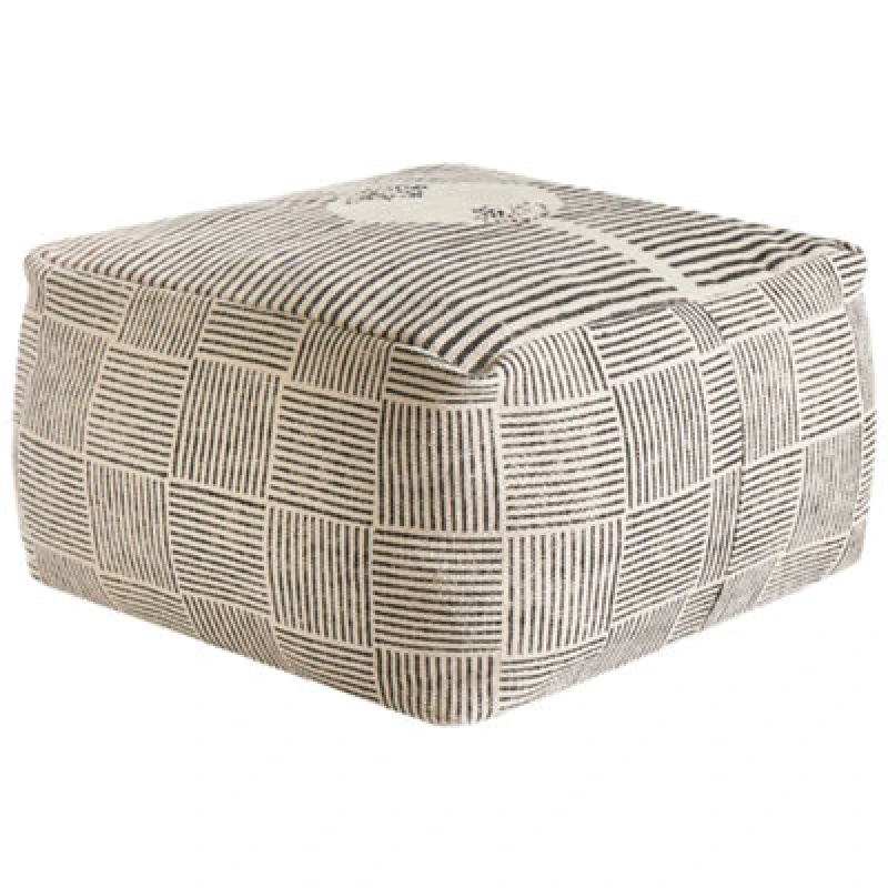 Image of Beliani Mediterranean Pouffe Lutz Cotton Grey