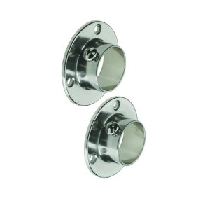 Image of Wickes Interior Wardrobe Rail Retaining Socket - 25mm Brushed Nickel Pack of 2