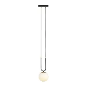 Image of Glam Black Globe Pendant Ceiling Light with White Glass Shades, 1x E14