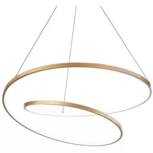 Image of Idealluxlighting - Ideal Lux oz Dimmable Swirl 60cm Integrated LED Pendant Ceiling Light Brass, 3000K