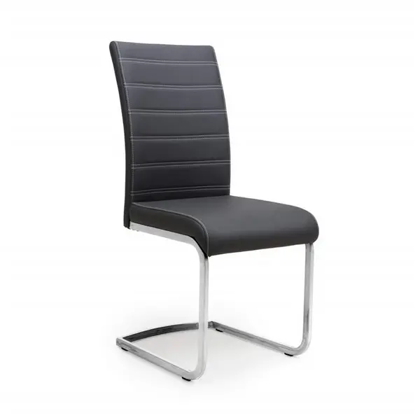 Image of Shankar Callisto Leather Effect Black Dining Chairs - Black 574396cm