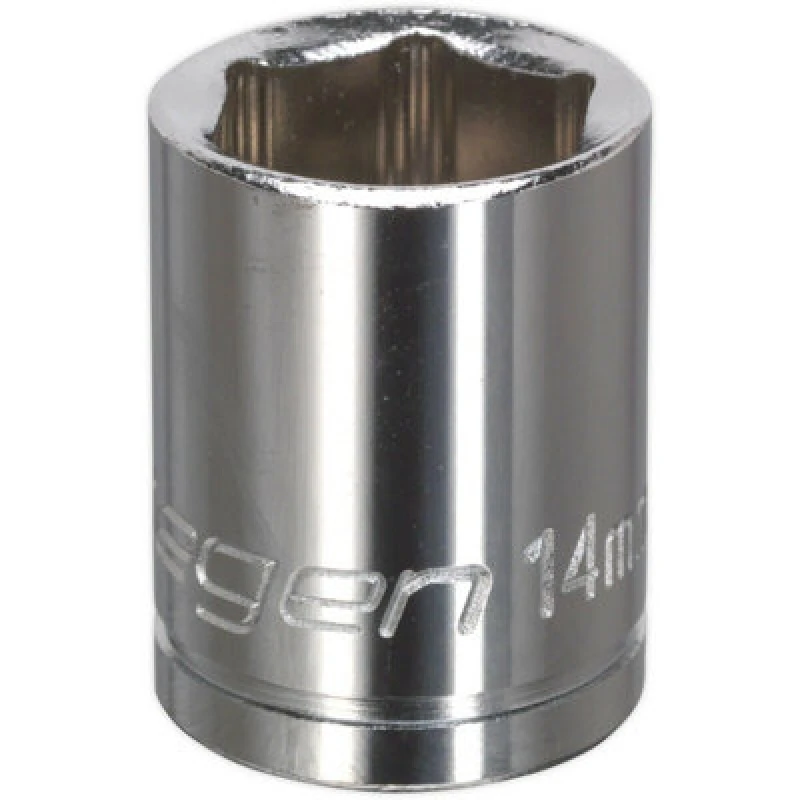 Image of Loops 14mm Chrome Plated Drive Socket - 3/8" Square Drive - High Grade Carbon Steel Metallics