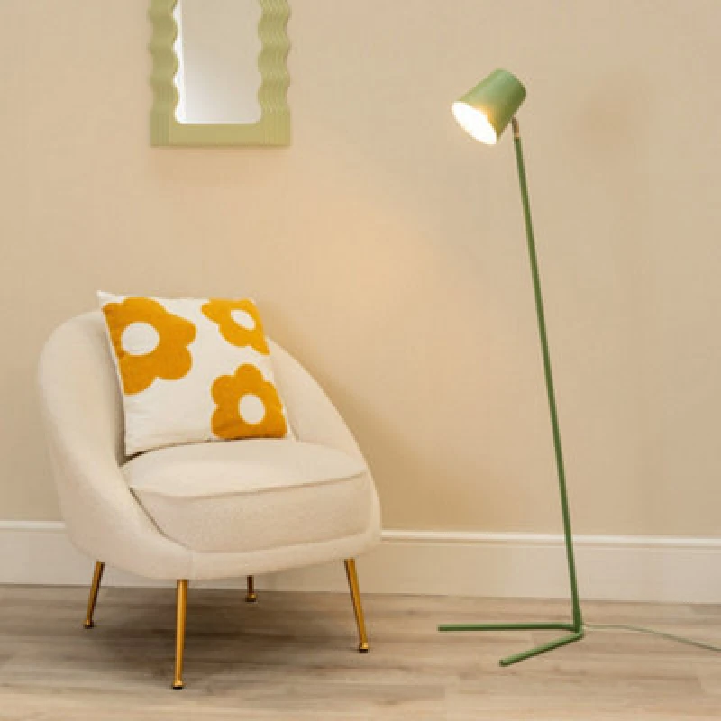 Image of ValueLights Lark Metal Task Slimline Floor Lamp Green