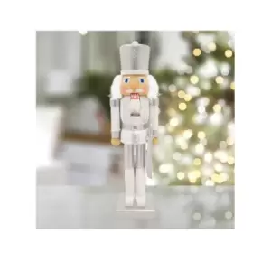 Image of 35cm Wooden Nutcracker White & Silver - TJ Hughes