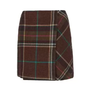 Image of Tommy Hilfiger Wool Check Wrap Short Skirt - Pink