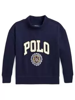 Image of Ralph Lauren Girls Varsity Polo Sweatshirt - French Navy, Size Age: 7 Years=S, Women