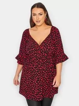 Image of Yours Heart Ruffle Flute Sleeve Wrap Top - Black, Size 20, Women