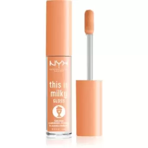 Image of NYX Professional Makeup This is Milky Gloss Milkshakes Hydrating Lip Gloss with Fragrance Shade 18 Salted Caramel Shake 4 ml