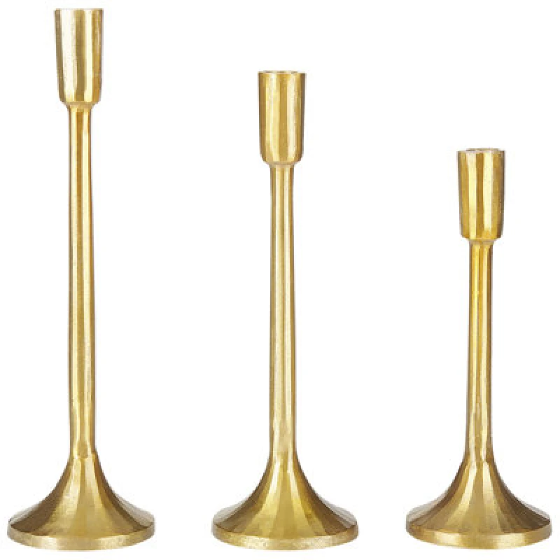 Image of Beliani Set Of 3 Candle Holders Zimbabwe Metal 36cm Gold