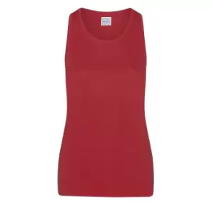Image of AWDis Just Cool Womens/Ladies Girlie Smooth Sports Sleeveless Vest (L) (Fire Red)