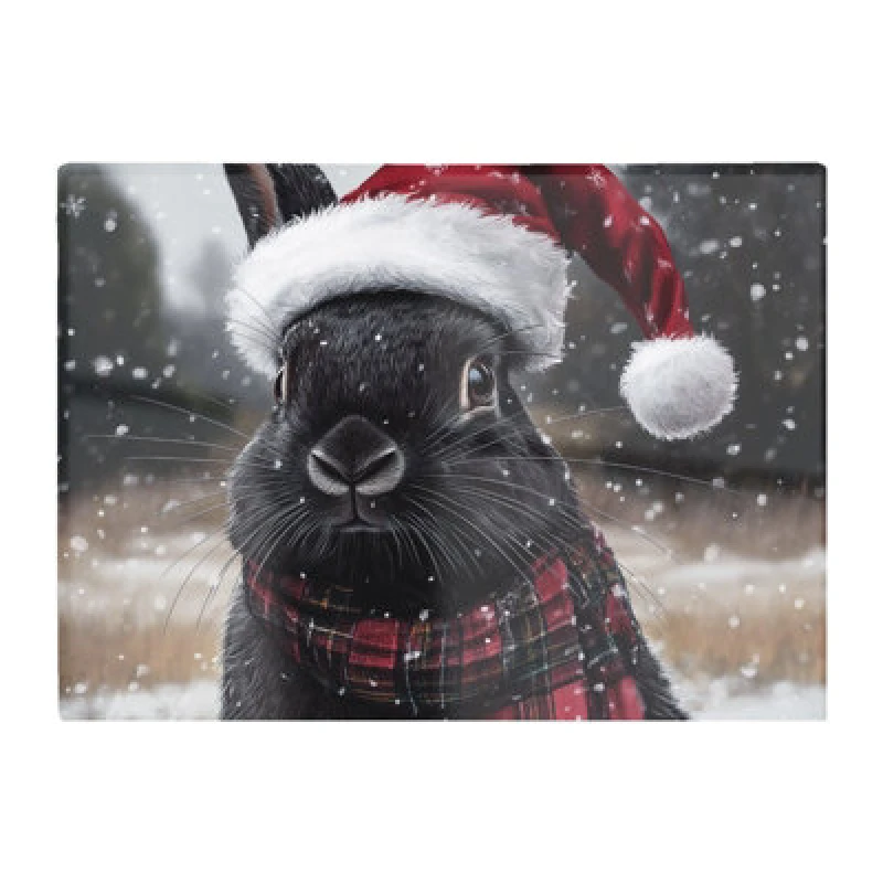 Image of Warren Reed Designer Christmas Black Rabbit Glass Chopping Board