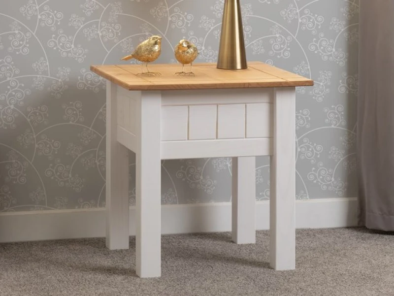 Image of Seconique Panama White and Waxed Pine Lamp Table