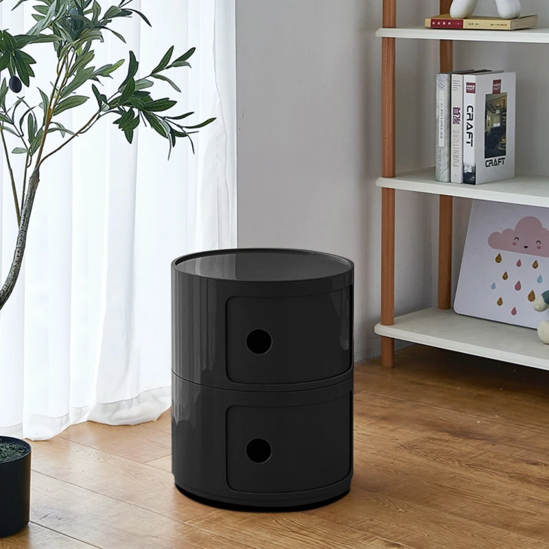 Image of LIFE IDEAS Cylindrical Multi-Tier Plastic Drawer Unit Black unisex 4 Tier