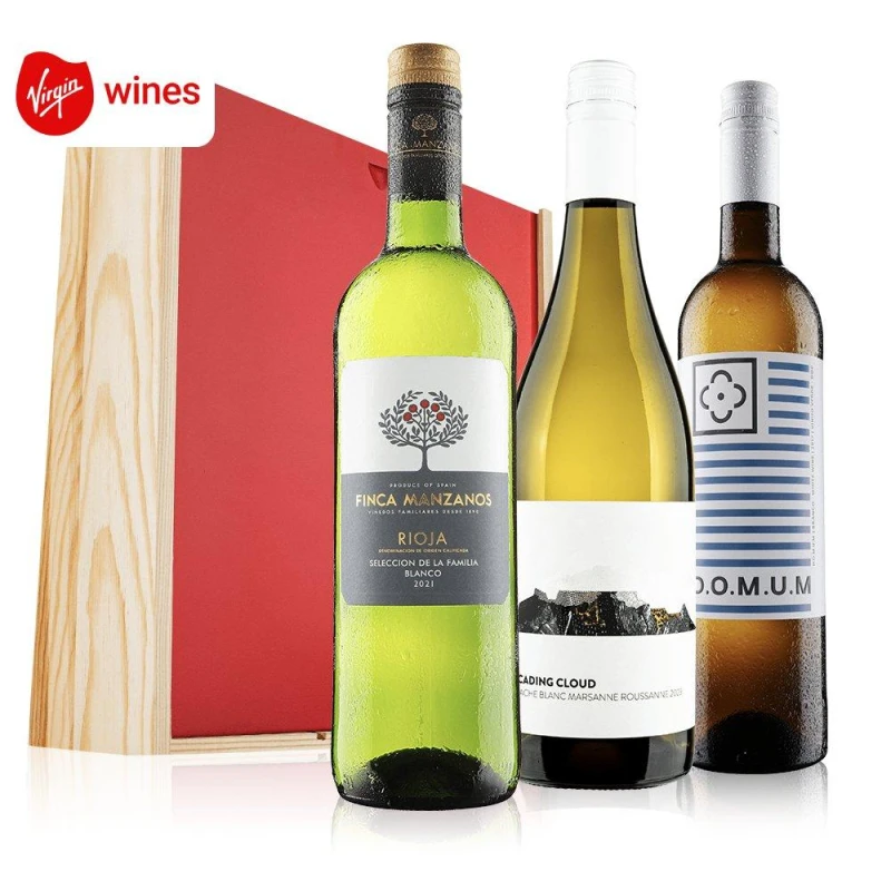 Image of Virgin Wines White wine trio in wooden gift box White unisex 3