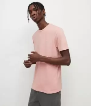 Image of AllSaints Mens Brace Contrast Crew T-Shirt, Peppercorn Pink, Size: M