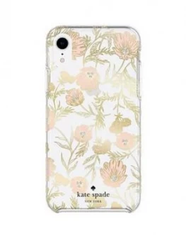 Image of Kate Spade New York New York Protective Hardshell Case For iPhone Xr - Blossom Pink/Gold Foil/Gems