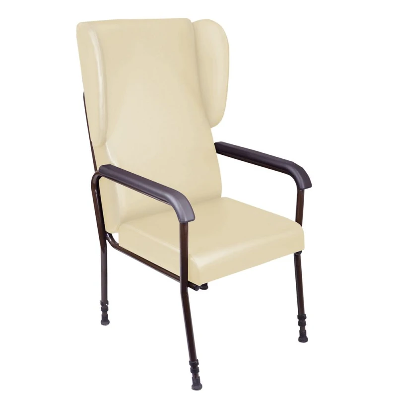 Image of Loops Height Adjustable High Backed Lounge Chair - Cream Upholstery - 450 570mm Height Multi