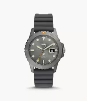 Image of Fossil Men Fossil Blue Three-Hand Date Gray Silicone Watch