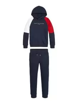 Image of Tommy Hilfiger Boys Essential Hooded Colorblock Set - Navy, Size Age: 4 Years