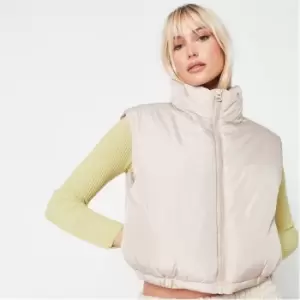 Image of Missguided Crop Puffer Gilet - Beige