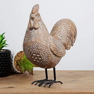 Image of Carved Sandstone Effect Cockerel Ornament