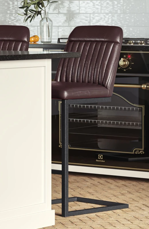 Image of Baumhaus (VPR03G) Vintage Brown Leather Bar Stool (Pack of Two) Size: 2 Pack Brown Unisex 2 Pack