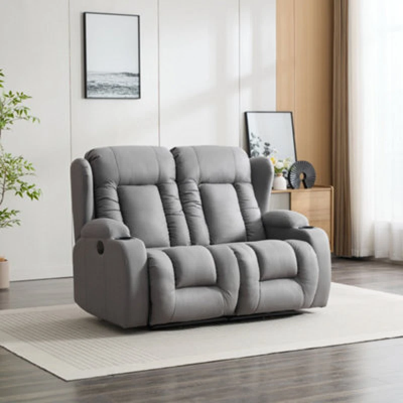 Image of More4Homes Caesar 2 Seater Grey Technology Fabric Modern Electric Recliner Sofa