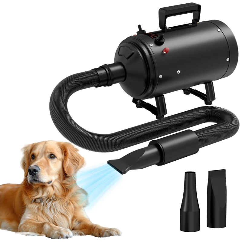 Image of PawHut 2200W Dog Hair Dryer with Adjustable Temperature & Velocity, Black D01-055V70BK