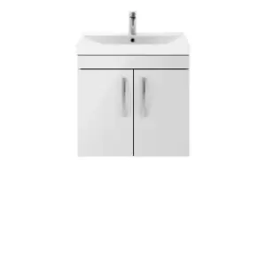 Image of Nuie Athena 600 Wall Hung 2-door Vanity & Thin-edge Basin - Gloss Grey Mist