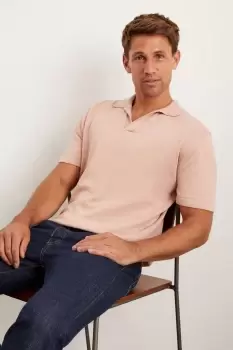 Image of Mens Short Sleeved Open Collar Knitted Polo