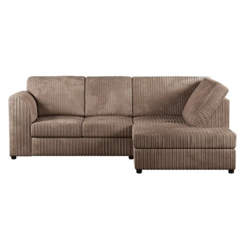 Image of Furnishings For Less UK Luxor Coffee Jumbo Cord 4 Seater Corner Sofa Right Hand Facing - Full Back