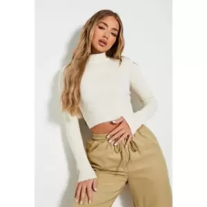 Image of I Saw It First Rib High Neck Fitted Knit Jumper - White