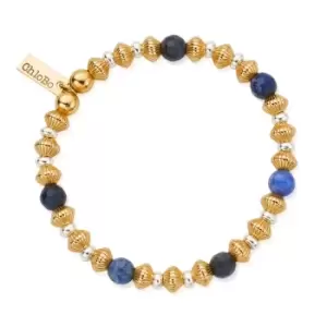 Image of ChloBo Gold Plated & Silver Corrugated Disc Sodalite Bracelet