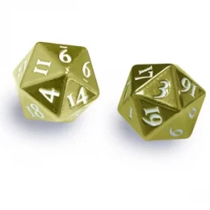 Image of Ultra Pro Heavy Metal D20 Set-Gold with White Numbers (2 Pack)
