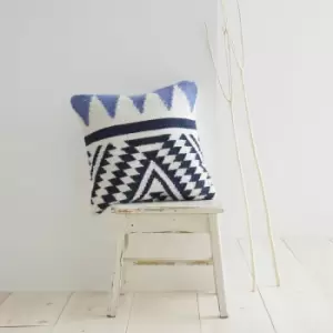 Image of Pineapple Elephant Nuna Geo Woven Wool Rich Filled Cushion, Blue, 43 x 43 Cm