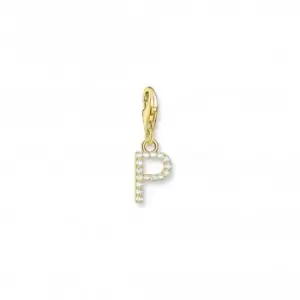 Image of Charmista Gold Plated Zirconia Letter P Charm Pendant 1979-414-14