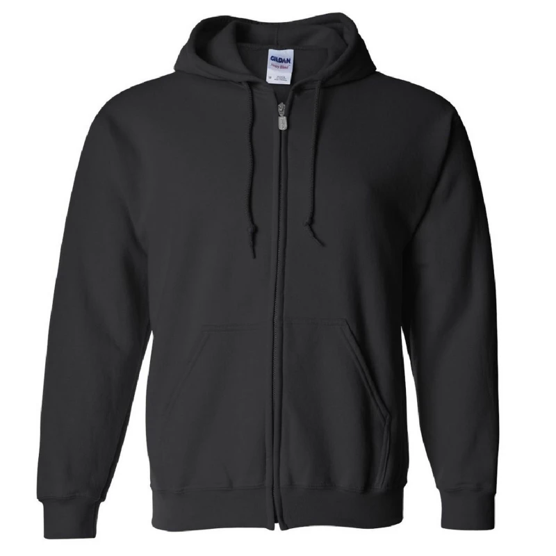 Image of Gildan Heavy Blend Full Zip Hooded Sweatshirt Top in Black Size: Small Black Unisex S