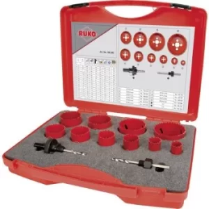 Image of RUKO 106303 Hole saw set 12 Piece 19 mm, 22 mm, 25 mm, 29 mm, 35 mm, 38 mm, 44 mm, 51 mm, 57 mm, 64mm 1 Set