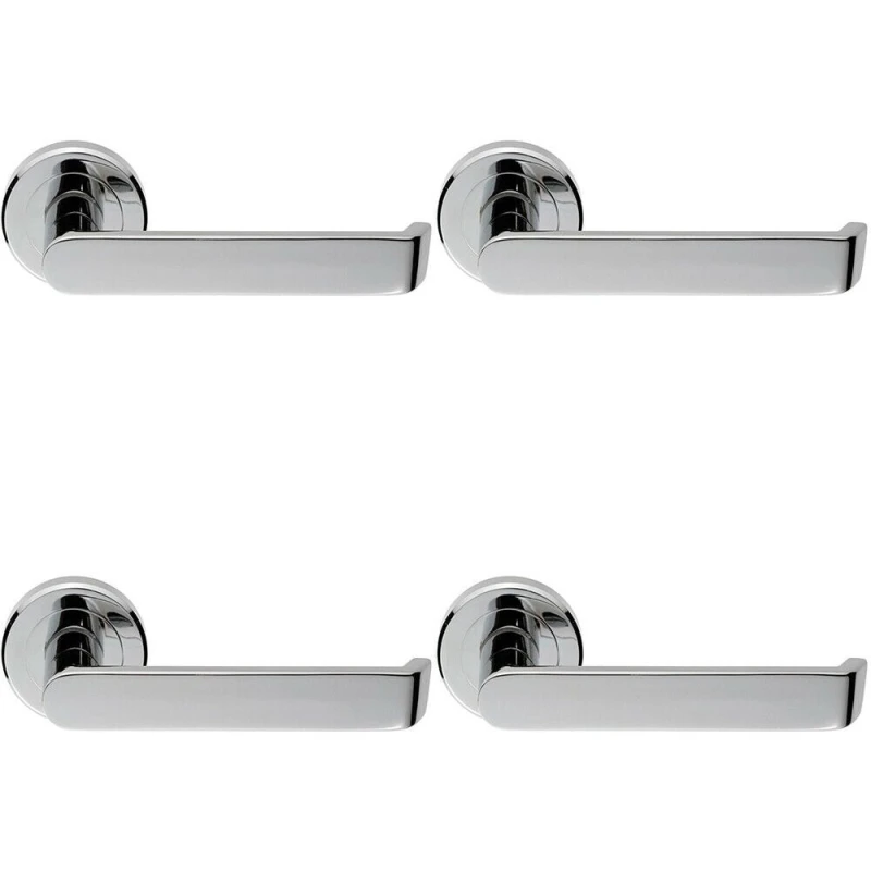 Image of Loops 4x Flat Faced Lever on Concealed Fix Round Rose 50.5mm Diameter Polished Chrome Multi
