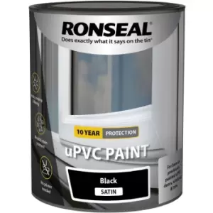 Image of Ronseal UPVC Window and Door Paint - Black - Satin - 750ml - Black