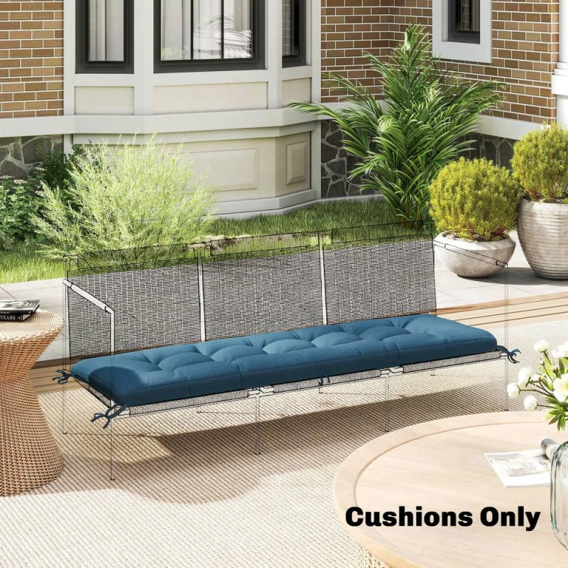 Image of OUTSUNNY Sun Lounger Cushion, Memory Foam Patio Chair Cushion with Ties in Blue Blue Unisex